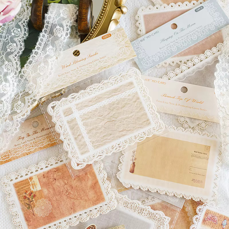 10 Blatt Hohles Spitzen-Bastelpapier mit europäischen Mustern in Multicolour für Scrapbook und DIY-Bastelarbeiten - Bild 1