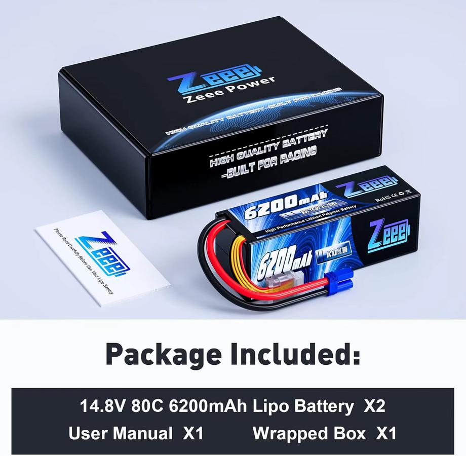 Zeee Lipo Batterie für RC Auto 14,8 V 6200mAh mit EC5 Stecker - Bild 6