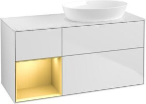V&B Waschtischunterschrank Finion mit Wandbeleuchtung, Breite: 120 cm, Farbe: Weiß lackiert - Bild 1