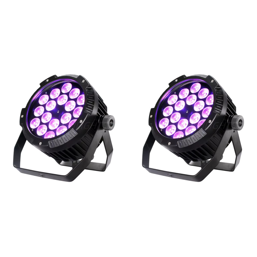 HYULIGHTS 2er Set LED Par 18x18W RGBWA UV 6in1 Bühneneffekt IP65 Wasserdicht Aluminium Outdoor Downlight Schwarz - Bild 7
