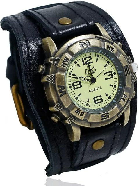Fujmhyk Uhrenarmband Rindsleder, schwarz, Herren - Bild 1