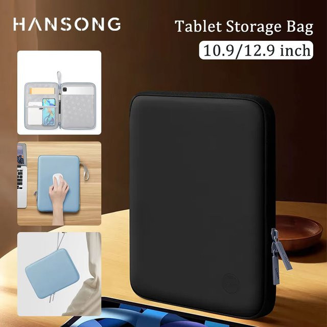Hansong Tablet-Hülle als Handtasche für iPad Pro, Samsung, Xiaomi und Lenovo, stoßfest mit mehreren Taschen, Pink und Blau - Bild 1