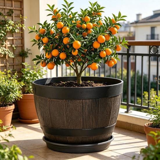 Liruikang Blumentopf mit integriertem Drainagesystem in Braun im rustikalen Stil aus Harz - Bild 4