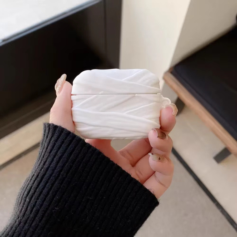 Niedliche Mumien 3D Cartoon Schutzhülle für Apple AirPods Pro 2, 3 und 4 mit Charm-Anhänger in Weiß - Bild 5