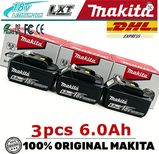 Makita Original Lithium-Ionen Akku 18V mit 6Ah Kapazität in Schwarz - Bild 1