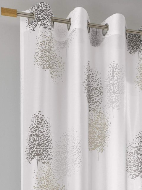 Heine Home Dekostore mit Ösen in Beige und Weiß, semi-transparent, Baumuster, 55% Viskose und 45% Polyester - Bild 1