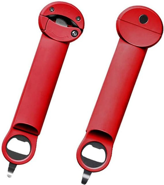 Multifunktionaler Flaschenöffner von Love Home Garden aus Edelstahl, verstellbarer Deckelöffner für Wein und Bier, rot - Bild 1