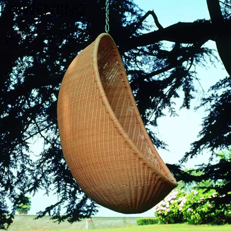 LYY Outdoor-Hängesessel aus Rattan im Vogelnest-Design in Retro Color als wasserdichter Hängekorb für Indoor und Balkon - Bild 3