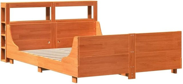 vidaXL Massivholzbett aus Kiefernholz in Braun, rustikales Bett ohne Matratze, B/T/H: 140–160 x 200 cm - Bild 1