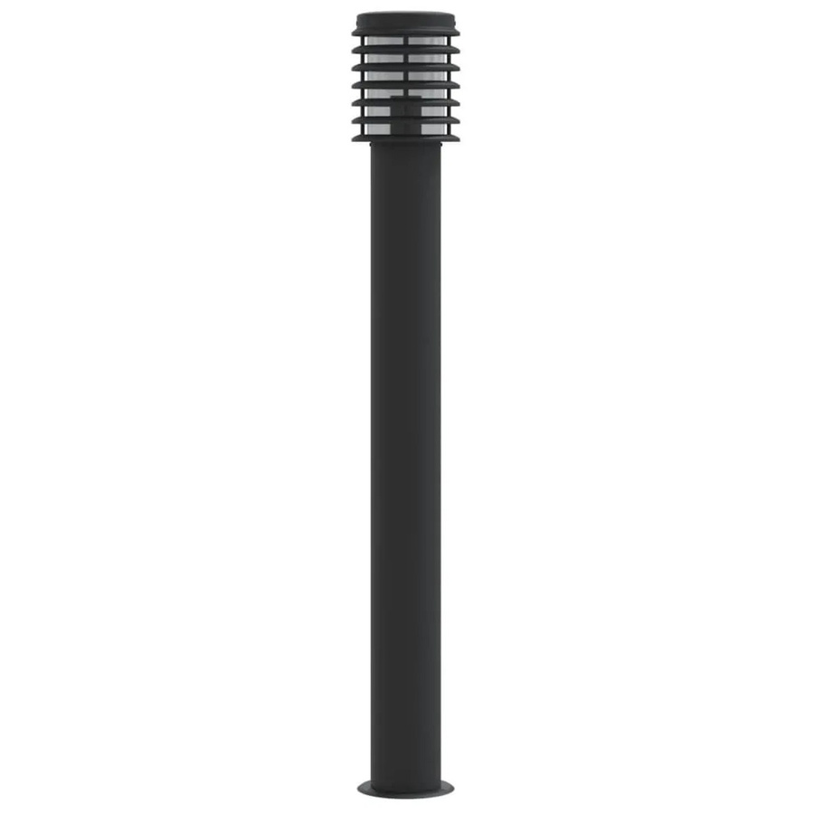 vidaXL Wegeleuchte Schwarz aus Edelstahl und Kunststoff, moderne Garten-Pollerleuchte mit E27 Fassung, Höhe: 110 cm - Bild 2