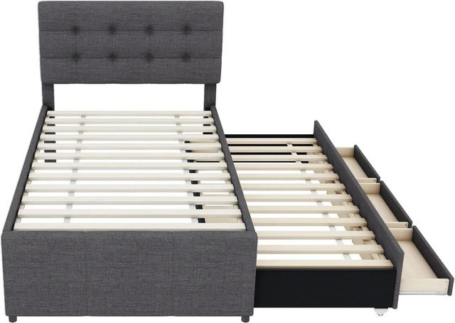 okwish Polsterbett mit Schubladen in Grau für dein Schlafzimmer, B/T: 90 x 200 cm - Bild 1