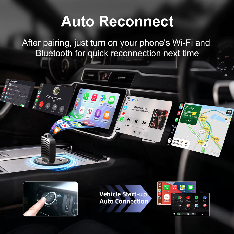 Ezonetronics Wireless CarPlay und Android Auto 2-in-1 Adapter in Schwarz für Mercedes Benz, Audi, VW, Volvo, Lexus, Jeep, Toyota, Honda und Buick - Bild 4