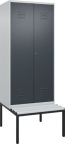 C+P PSA Doppel-Spind Classic PLUS Sitzbank mit 2 Abteilen und unterbautem Sitztyp, Farbe: Anthrazit/Grau, B/T/H: 212,0 x 80,0 x 81,5 cm - Bild 1