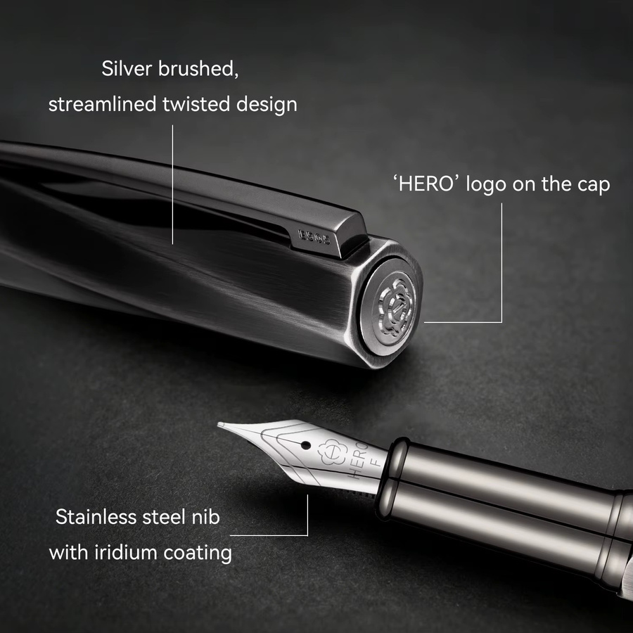 Hero E505A Klassischer Füllfederhalter mit feiner 0,5mm Spitze und Metallgehäuse - Bild 6