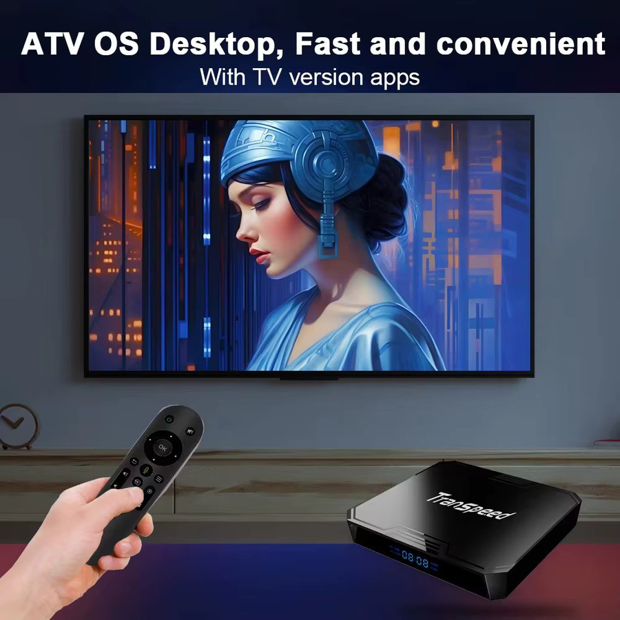 Transpeed ATV Android 10 TV-Box Allwinner H313 Media Streamer in Schwarz mit 4K UHD, Bluetooth, WLAN und Sprachassistent - Bild 4