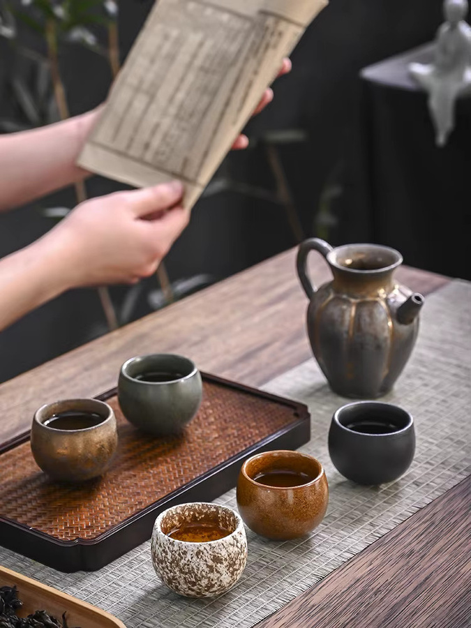 Keramische Teetasse Fünf Elemente in Mehrfarbig für Gongfu Tee-Verkostungen, ofenfest - Bild 5