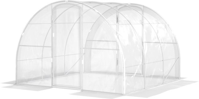 Outsunny Garten Tunnelgewächshaus mit Tür und PE-Folie für Gemüse, Pflanzen und Blumen, B/T/H: 3 x 3 x 2 m - Bild 1