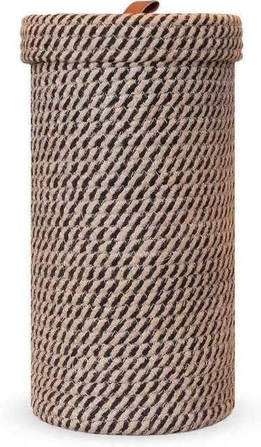 Zhongbang Aufbewahrungskorb im Bohemian Stil mit Deckel aus Baumwolle, Beige, B: 17,0 cm, T: 35,0 cm, H: 17,0 cm - Bild 1