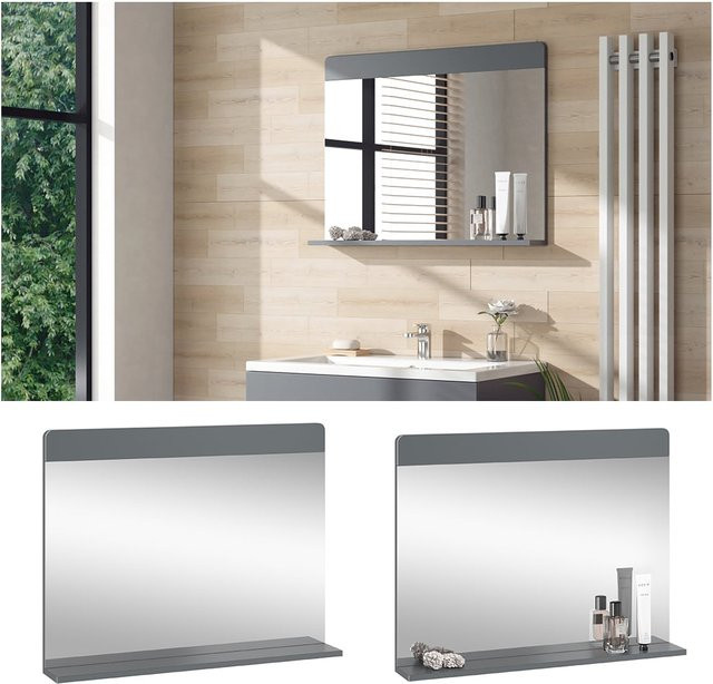 Vicco Badezimmerspiegel Izan Grau mit Regal B: 80 cm, H: 62 cm - Bild 1