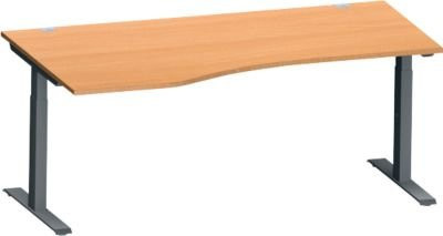 Schäfer Shop Genius Schreibtisch MODENA FLEX in Buche und Anthrazit, Freiform links mit T-Fuß Rechteckrohr, B: 180 cm, T: 100/80 cm, H: 65-85 cm - Bild 1