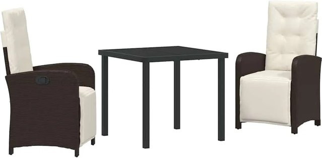 vidaXL Garten Essgruppe 3-teilig aus Poly-Rattan und Glas in Braun - Bild 1