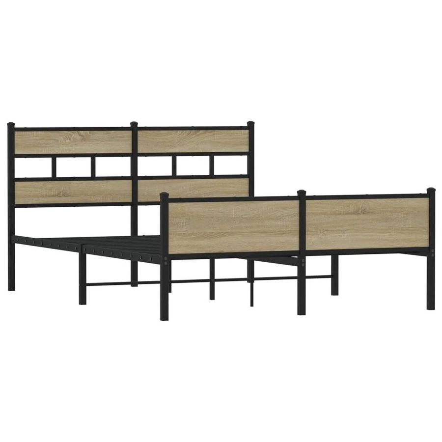 vidaXL Bettgestell ohne Matratze Sonoma-Eiche aus Holzwerkstoff und Metall, B/T/H: 140 x 200 x 91,5 cm - Bild 2