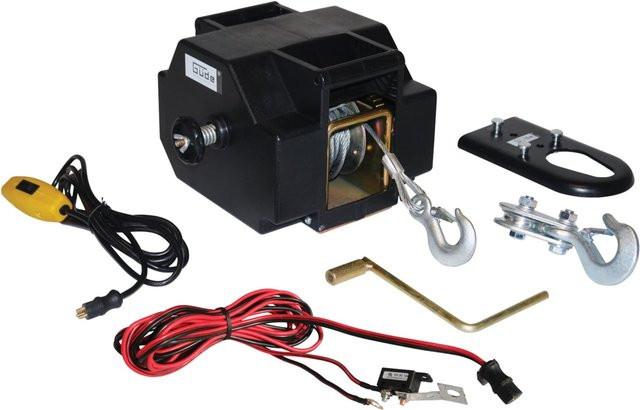Güde Elektrowinde 1800/12 V in Schwarz und Silber mit 9 m Seillänge - Bild 1