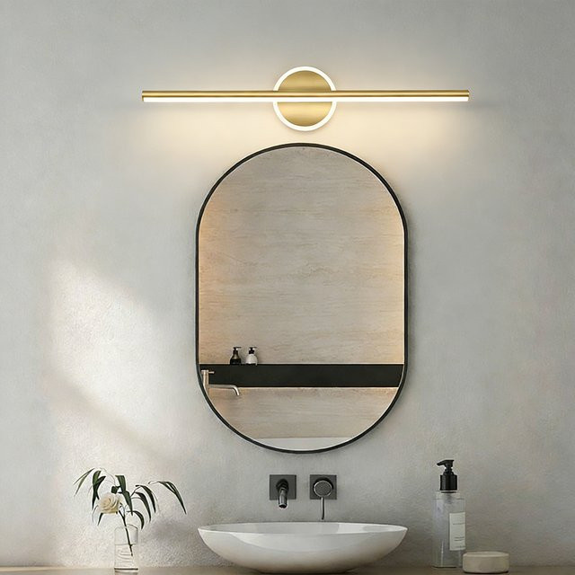 Moderne LED-Wandleuchte CETANT in Schwarz und Gold mit Up-Down-Licht für Badezimmer, Schlafzimmer und Flur - Bild 1