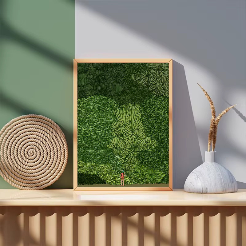 Potdemiel Leinwanddruck Nordisches Grünes Wald-Dschungel Wandbild mit floralem Blättermotiv für dein Wohnzimmer - Bild 3