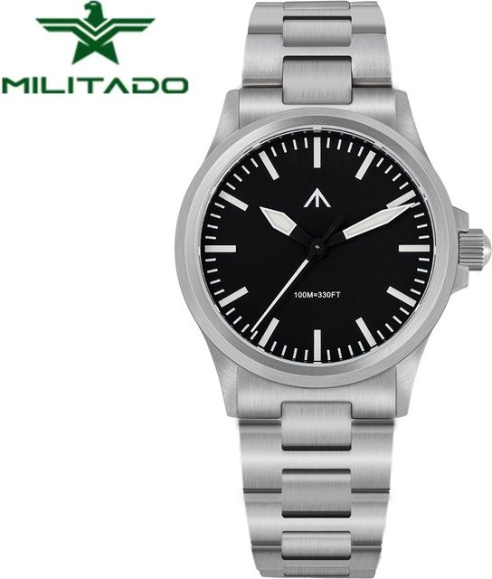 Militado Armbanduhr, Quarz, Edelstahl, 36 mm, Herren, Schwarz, Vintage - Bild 1