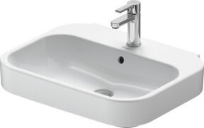 Duravit Waschtisch Happy D.2 in Weiß, Keramik, D-Form, B/T: 60 x 47,5 cm, mit Überlauf und Hahnlochbank - Bild 1