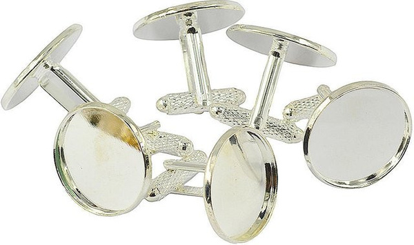 Manschettenknopf-Fassungen, Silber, 20 mm, 6 Stück