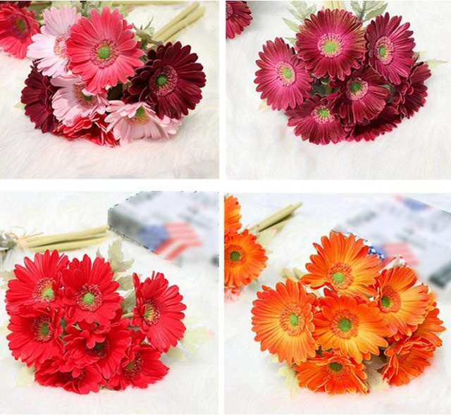 Dekoratives Bouquet aus künstlichen Gerbera und Gänseblümchen von OutsideWorld für deine Heimdekoration oder Hochzeitssträuße - Bild 1