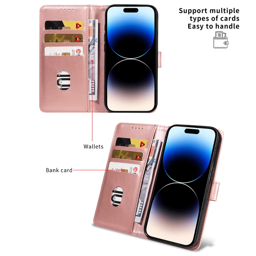 EAACAA Kunstleder-Handyhülle für iPhone mit magnetischer Halterung, stoßfest und staubdicht, in Orange oder Pink - Bild 5