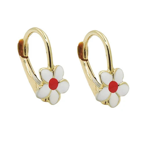 SIGO Ohrringe Brisur Blume, weiß-rot Gold 375, Kinder - Bild 1