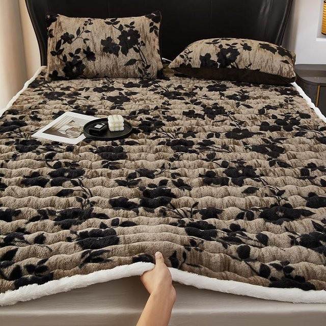WTEMPO Matratzenauflage mit Samtbettlaken aus Flanell und Polyester, B/B/H: 150 x 200 cm, Mehrfarbig - Bild 1