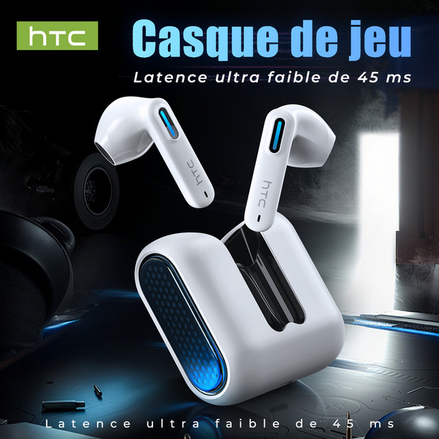 HTC NE49 TWS Kabellose Bluetooth-Kopfhörer in Weiß mit geringer Latenz, KI-Übersetzung und HiFi-Stereoklang für Gaming und Alltag - Bild 1