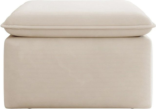Vente-unique Sitzhocker Teodora in Beige aus Cord im Vintage-Stil, B/T/H: 70 x 70 x 43 cm - Bild 1