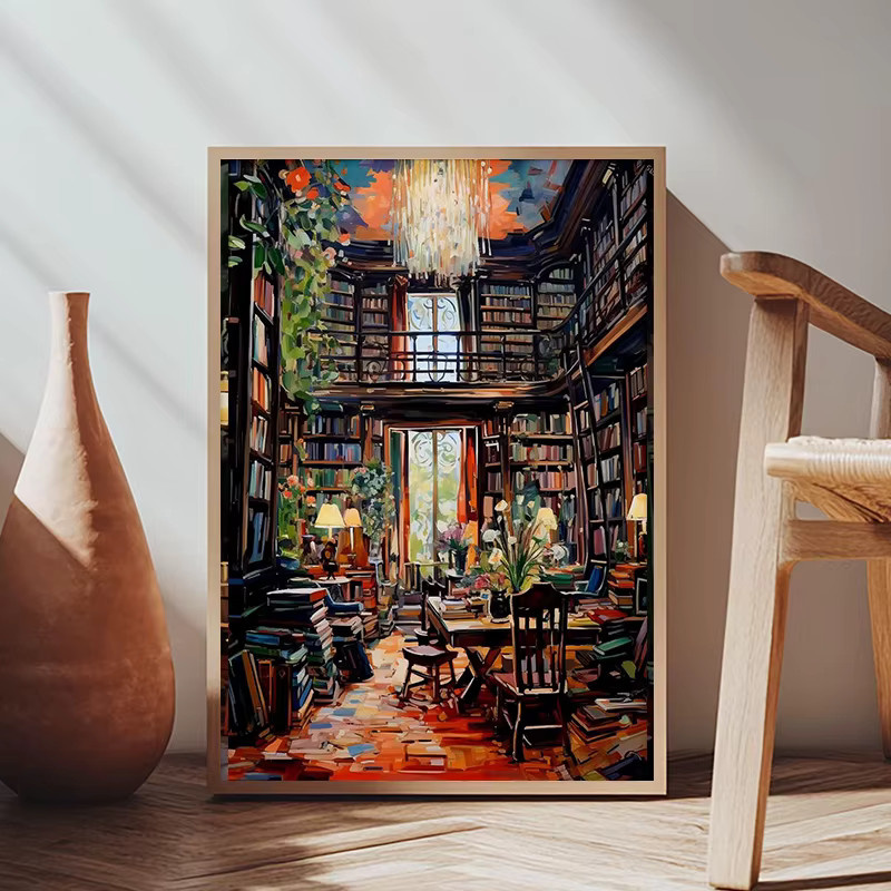 Vintage Buchladen Poster von Potdemiel als Leinwandmalerei in Mehrfarbig für deine Wanddekoration im Wohnzimmer oder Schlafzimmer - Bild 2