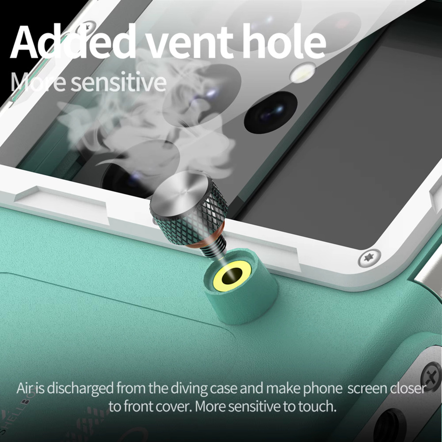Shellbox Wasserdichte Bluetooth Handyhülle IP68 für 6,9 Zoll Smartphones wie iPhone, Samsung, Xiaomi und Google in Gelb, Schwarz oder Türkis mit 15 m Kabel - Bild 4