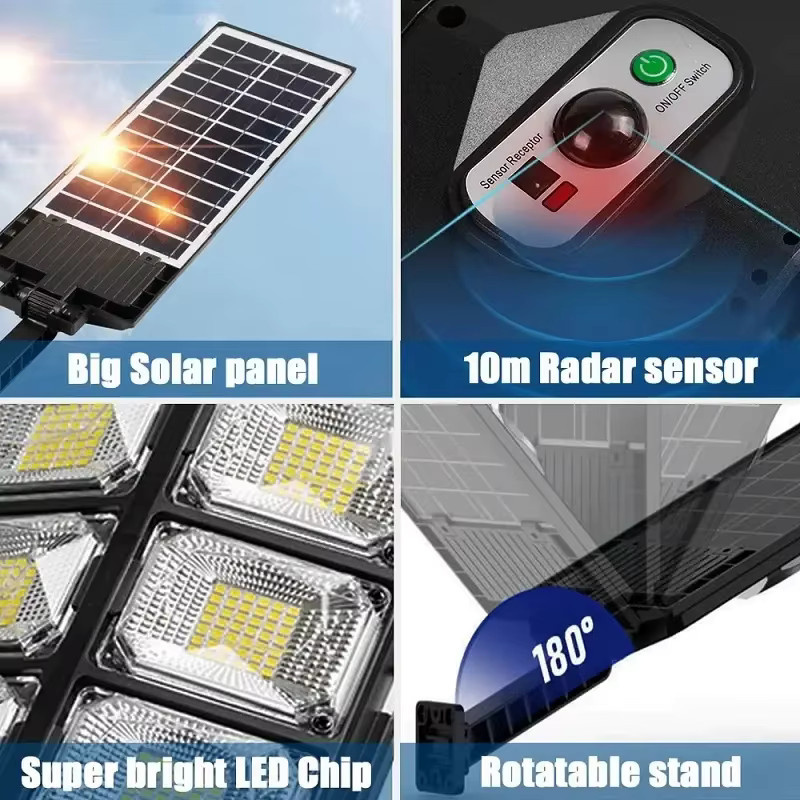 ESMARTER Solar-LED-Außenleuchte Schwarz mit 720 LEDs, 7700 Lumen und Fernbedienung für Garten und Außenbereich - Bild 5