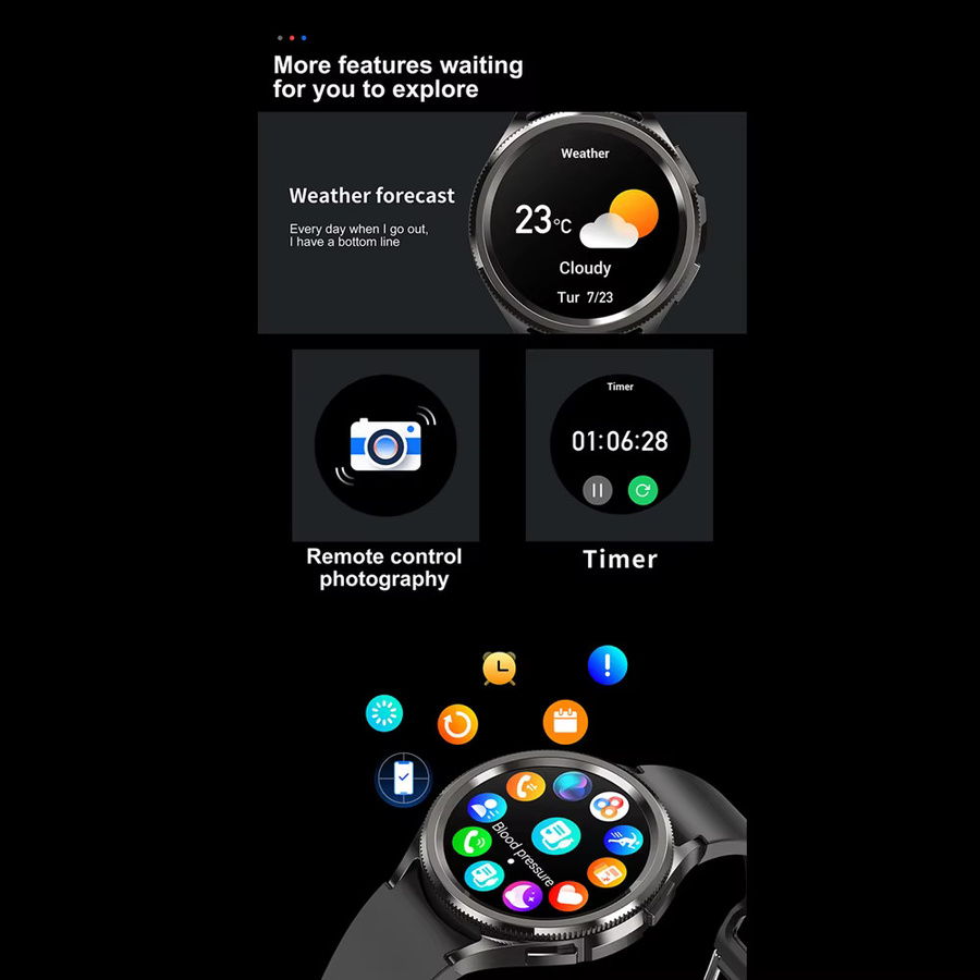 ChiBear Smartwatch, Damen, Grau, 1,46 Zoll, Silikon, Wasserdicht - Bild 2