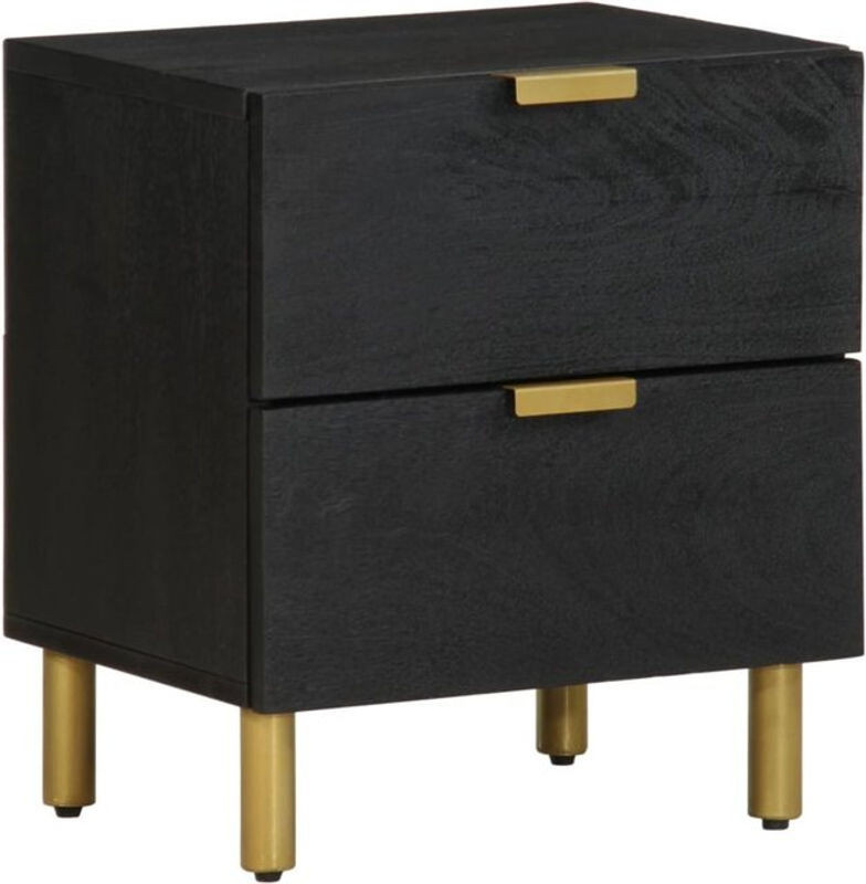 Vidaxl Nachttisch aus Massivholz in Schwarz, Modern, B/T/H: 40 x 33 x 46 cm - Bild 1