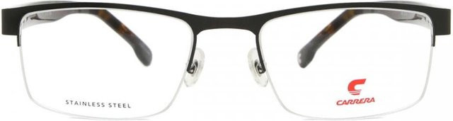 Carrera 8888 Korrektionsbrille, Halbrand, rechteckig, Herren, Black/White, Edelstahl - Bild 1