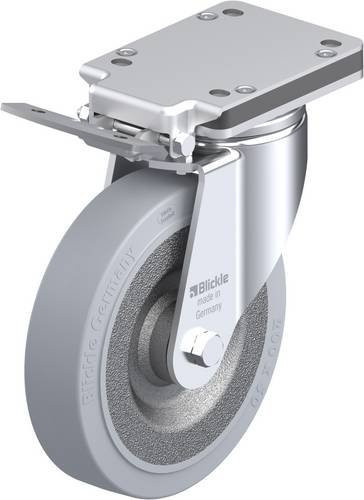 Blickle Lenkrolle 744219 LH-SE 200K-IS-SG mit Feststeller in Silber, Rad-Durchmesser: 20 cm, Tragfähigkeit: 600 kg - Bild 1
