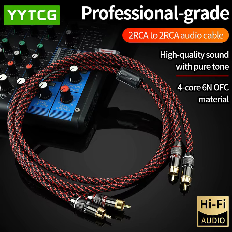 YYTCG RCA Audio Kabel 2 RCA zu 2 RCA Interconnect Kabel HIFI Stereo 4N OFC Stecker auf Stecker für Verstärker DAC TV und Auto Audio - Bild 2