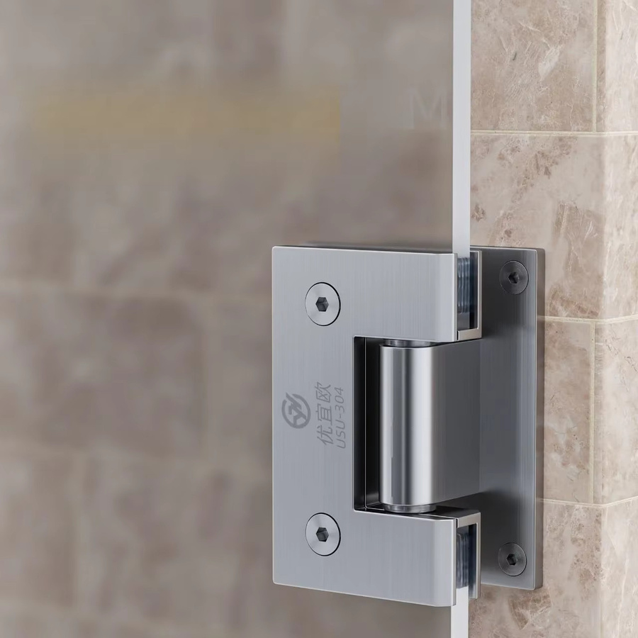BONJEAN Glastürscharnier aus Edelstahl 304 mit hydraulischer Dämpfung, rahmenloses Badezimmer-Glasscharnier in Silber gebürstet, GL-9988 - Bild 2