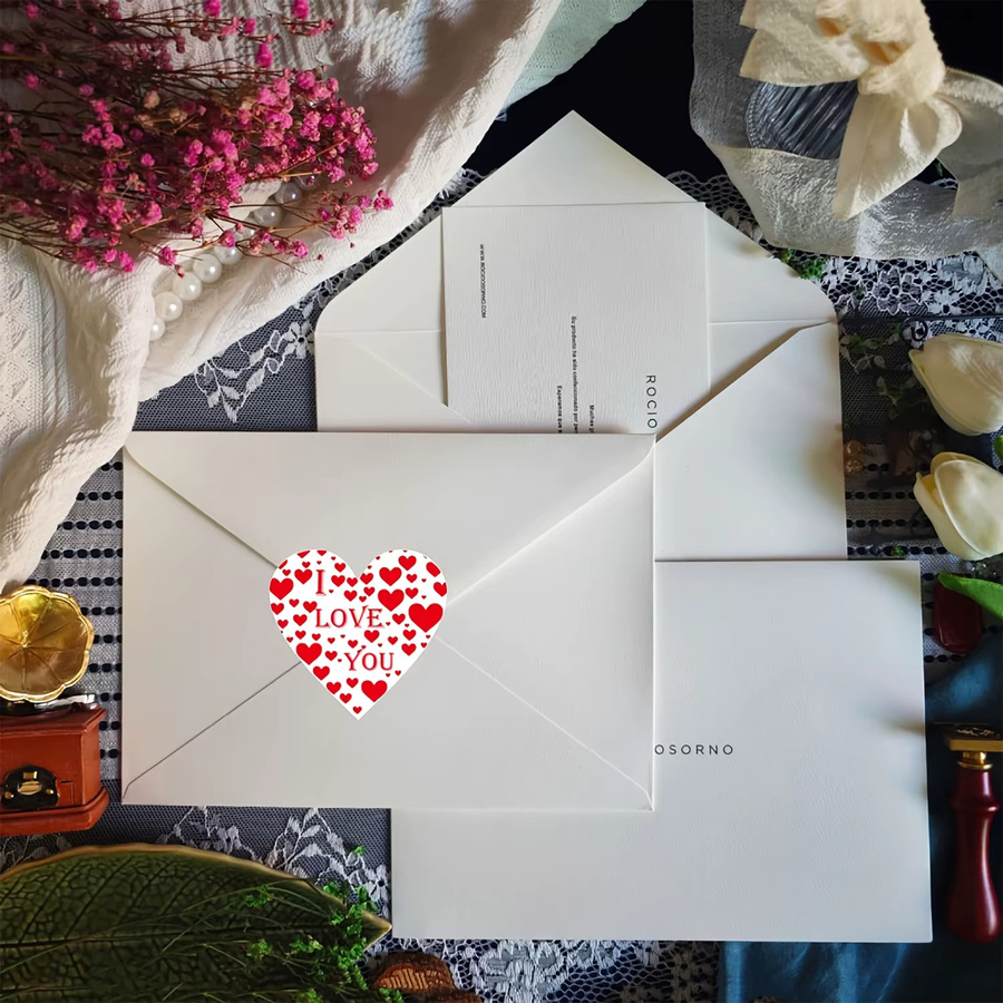 500 herzförmige I Love You Geschenkumschläge aus Papier in Rot und Rosa für Valentinstagsdekorationen - Bild 3