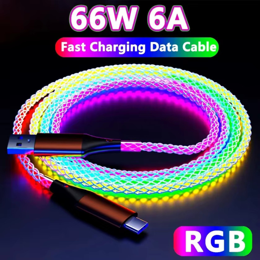 RGB-LED-USB-C-Schnellladekabel mit Atemverlauf-Effekt aus Aluminiumlegierung, Multicolour - Bild 2