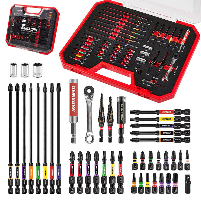 Geinxurn Werkzeugset mit Schraubendreher-Bits, Mini-Schraubenschlüssel, Steckschlüssel, Stufenbohrmaschine, Steckdosenadapter und Bithalter für Heimwerker - Bild 6